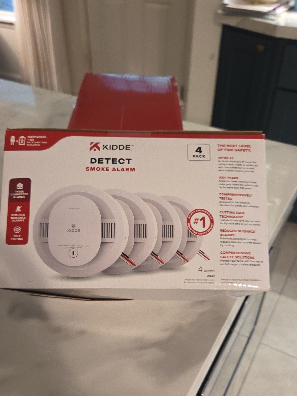 Kidde Detect Smoke Alarm 4-Pack - White. Hard Wired + Battery